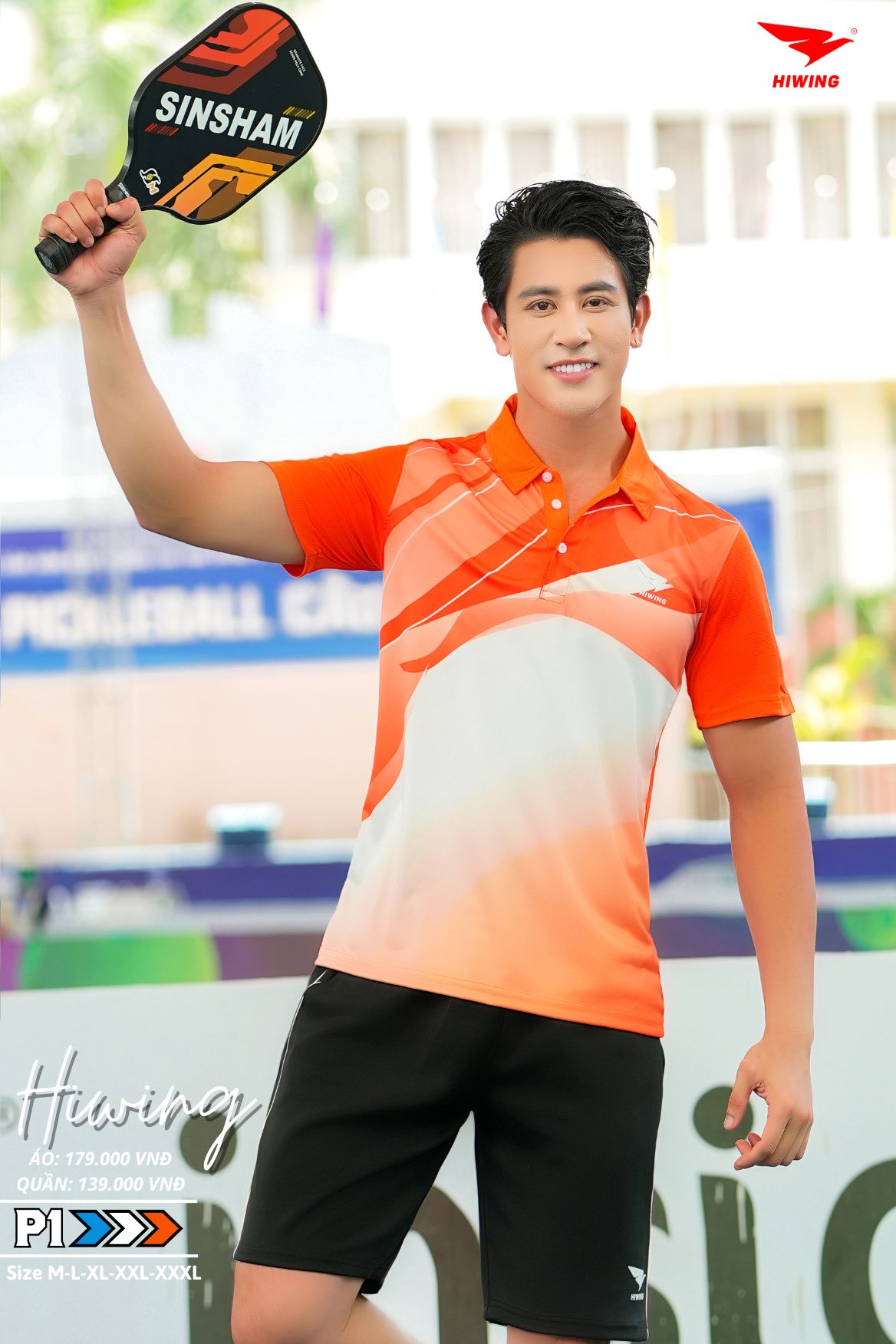 Áo cầu lông Pickleball tenis Nam Hiwing P1 Màu cam